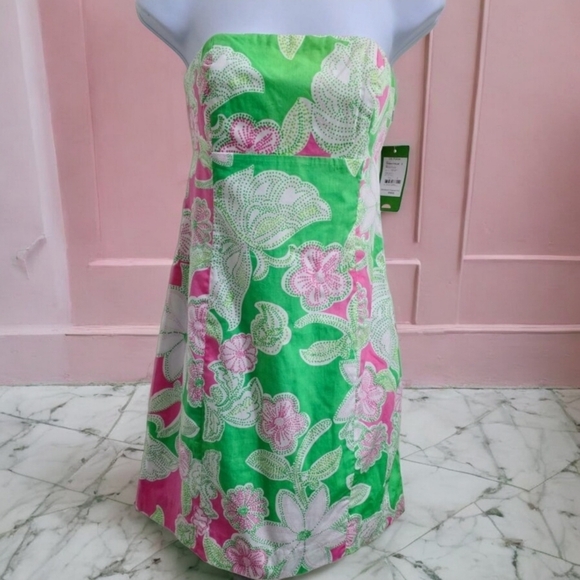 Lilly Pulitzer Strapless Floral Dress – Bow Back, Corset Boning – Size 2 – NWT - Picture 12 of 14